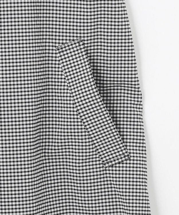 J.PRESS LADIES L 【洗える】Lightストレッチギンガム シングル トレンチコート ブラック×ライトグレーギンガム系