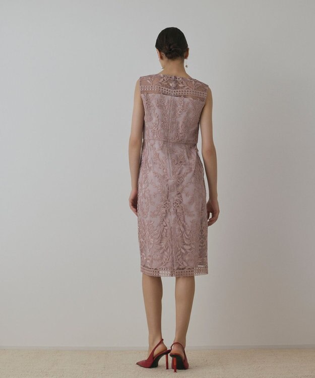 GRACE CONTINENTAL コ－ド刺繍タイトドレス ピンク