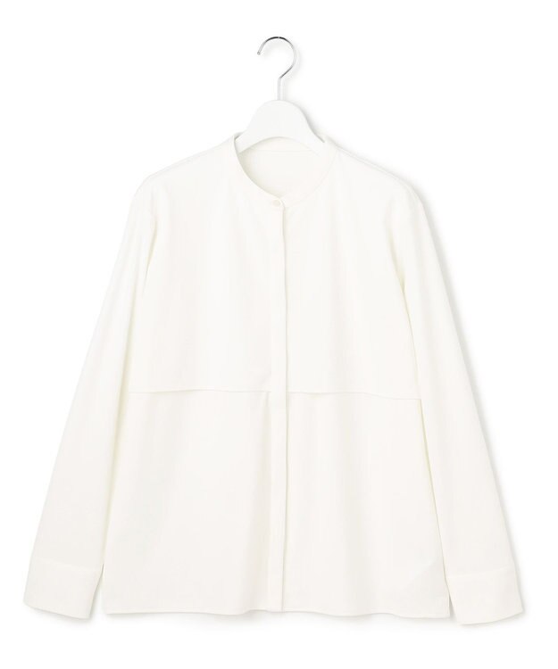 ICB 【洗える】イージージョーゼット バンドカラーカットソー オフホワイト系