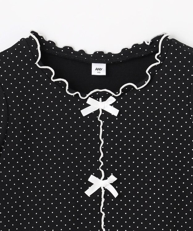 ANY KIDS 【一部店舗/WEB先行販売アイテム】ドット×リボン 半袖Tシャツ ブラック