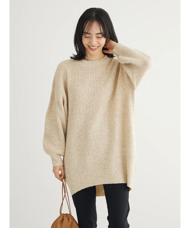 Green Parks ＭＩＸ畦ニットチュニック Beige