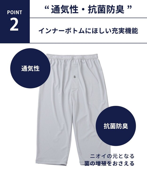 WACOAL MEN インナーボトム　【ムレからの解放】　吸放湿性　吸汗速乾　ひざ下丈　前開き　/ ブロス　GS3330 グレー