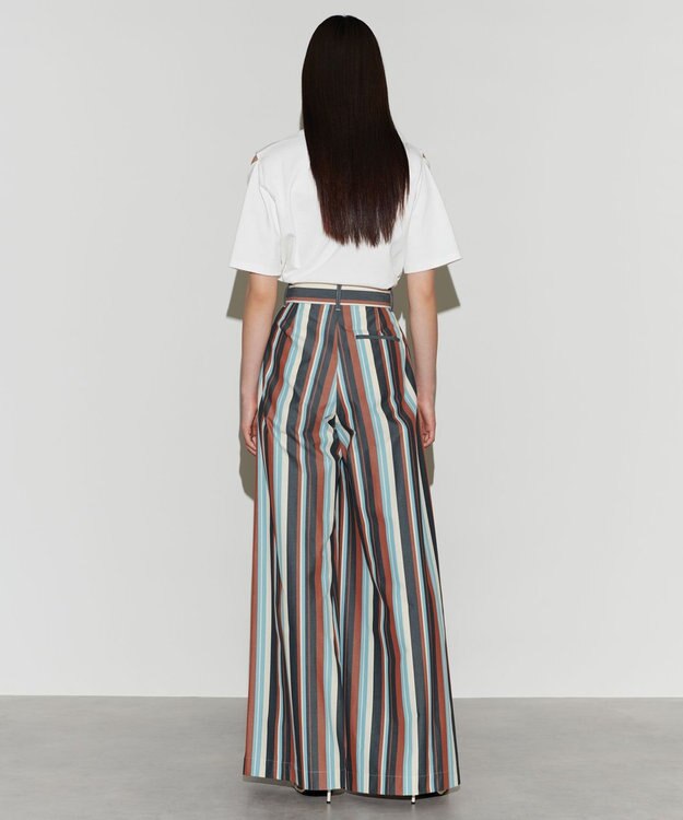 NAVE 【Nave 　洗える】ワイドストライプ　パンツ ネイビー系1