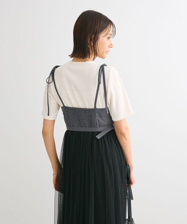 Green Parks ・ＥＬＥＮＣＡＲＥ　ＤＵＥ　チュールドッキングワンピ Charcoal Gray