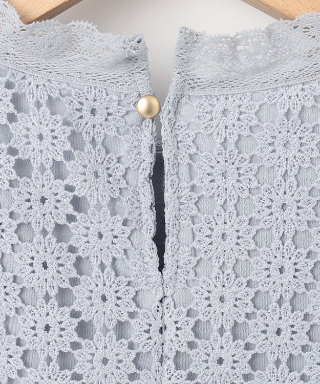 組曲 S 【WEB限定】フラワーレース ペプラムトップス スカイブルー系