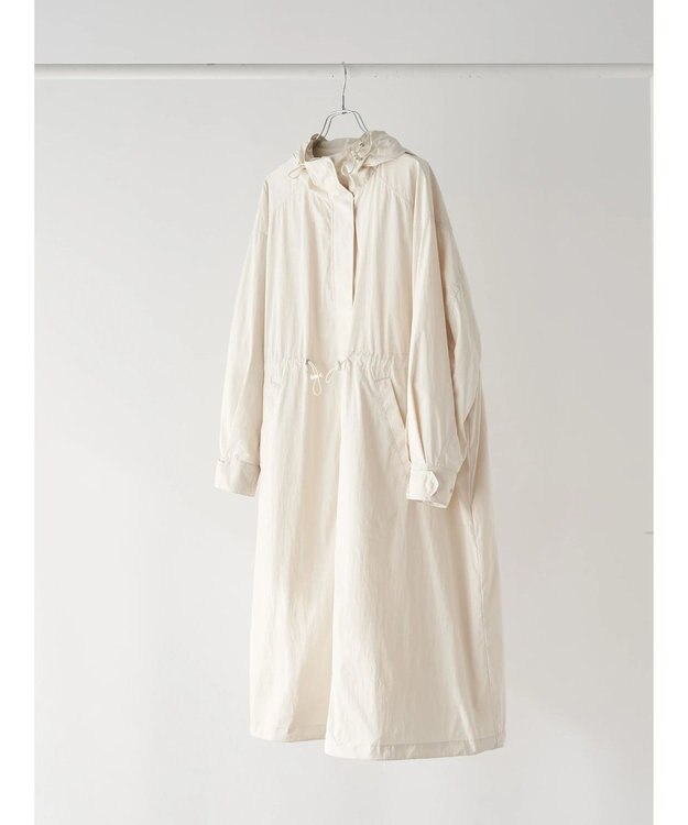 earth music&ecology テックフードロングコート Ecru