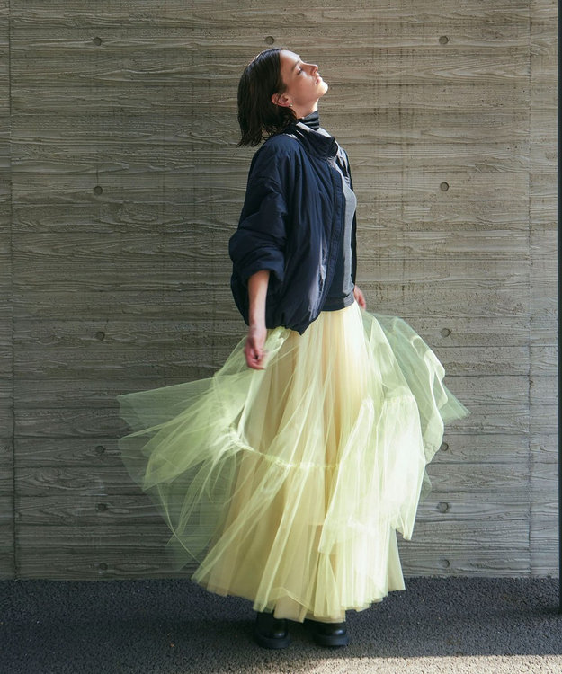 NAVE 【Nave・洗える】チュールフレアースカート イエロー系