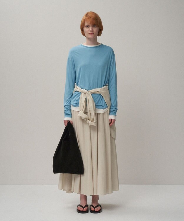 ATON MODAL SILK JERSEY | クルーネックプルオーバー SAX