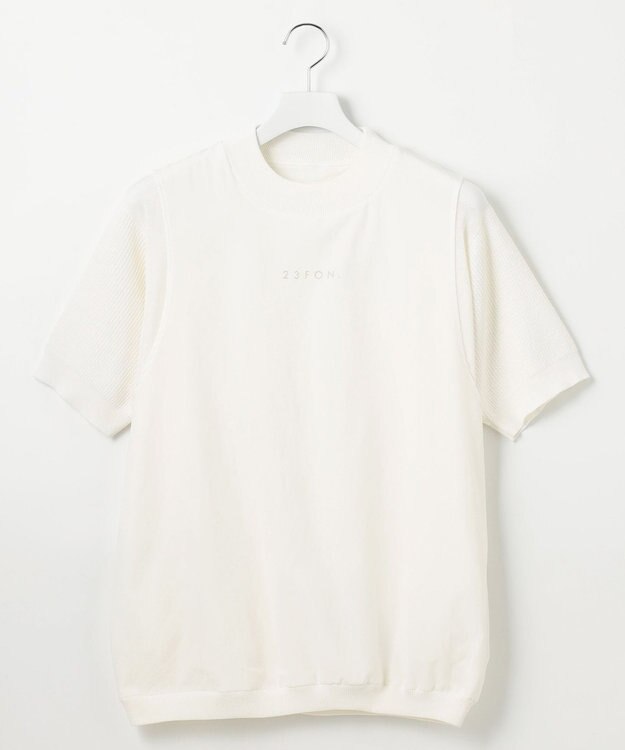 23区GOLF 【23Fondation/MEN】レイヤード風 コンビモックネック ホワイト系