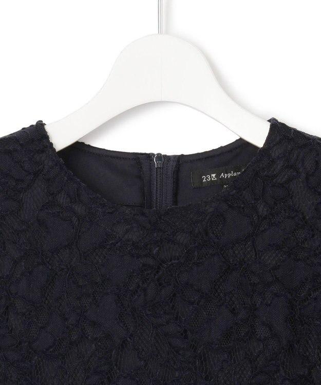 23区 【APPLAUDIR】モールラインフラワーレース ドレス ネイビー系