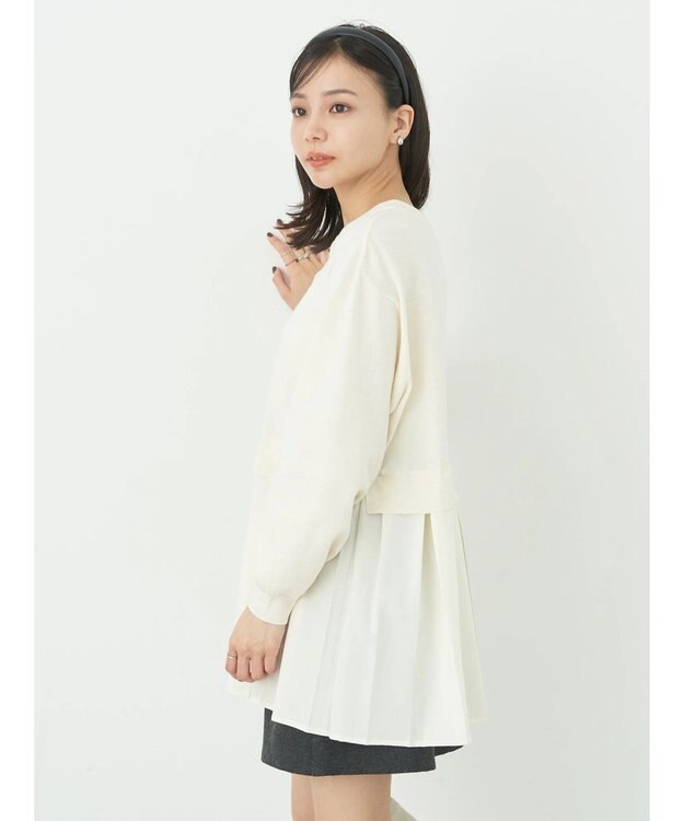 earth music&ecology プリーツドッキングカーディガン Ivory