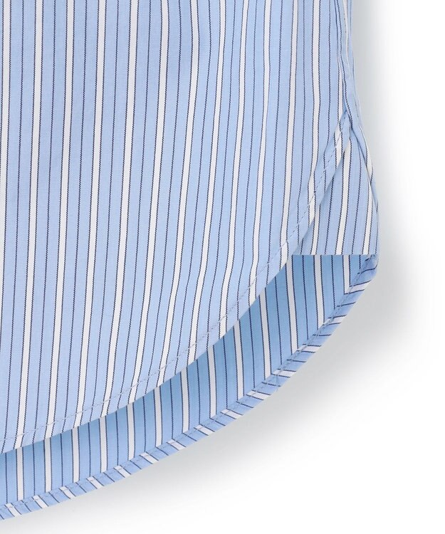 J.PRESS MEN 【WEB限定】ポプリンストライプ バックブルバンドカラーシャツ サックスブルー系1