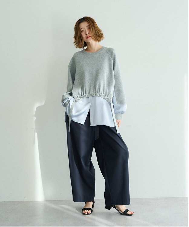 YECCA VECCA ベルト付きカーヴィーパンツ Navy