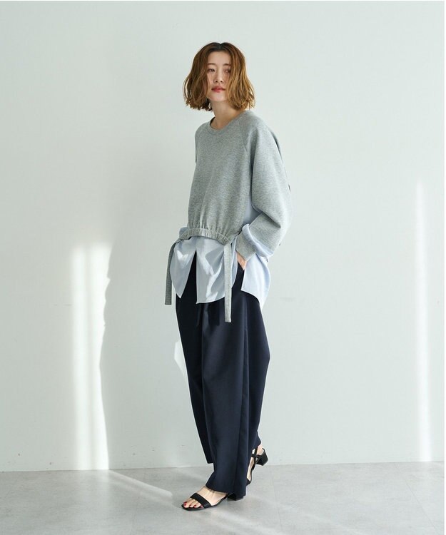 YECCA VECCA ベルト付きカーヴィーパンツ Navy