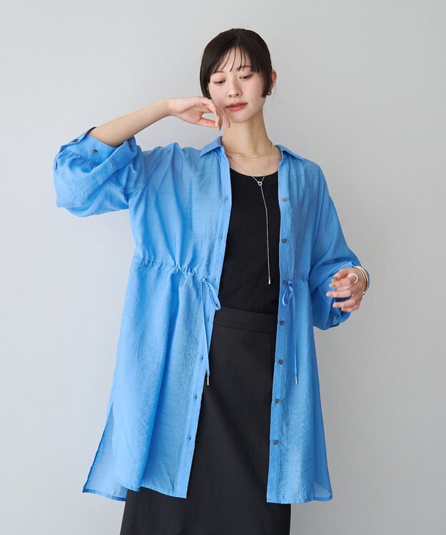 YECCA VECCA シアー2way袖バルーンチュニック Blue