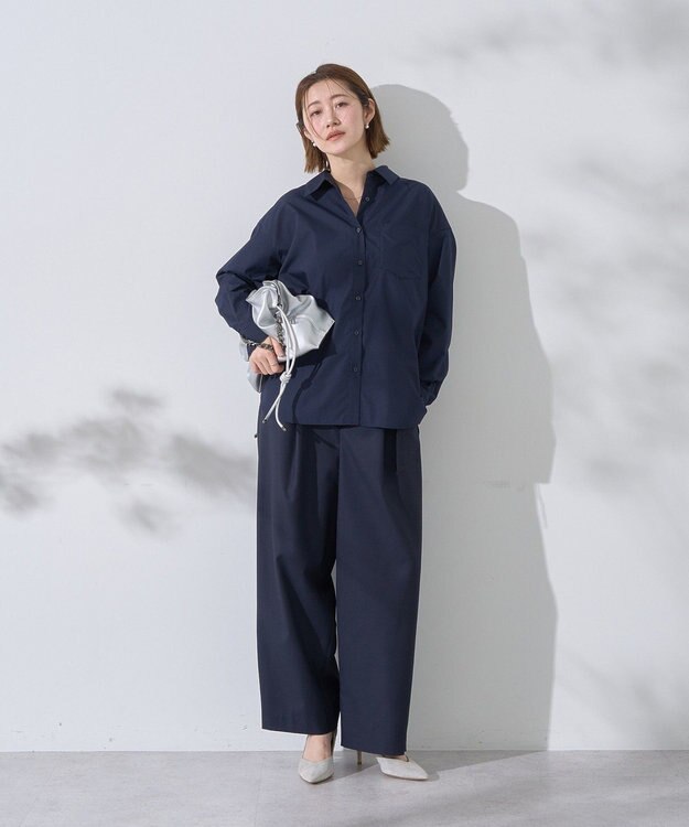 YECCA VECCA ベルト付きカーヴィーパンツ Navy