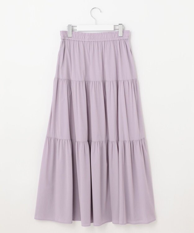 UNFILO 【撥水/UVケア/接触冷感】シャカ楽ストレッチ ティアードスカート ライラック系