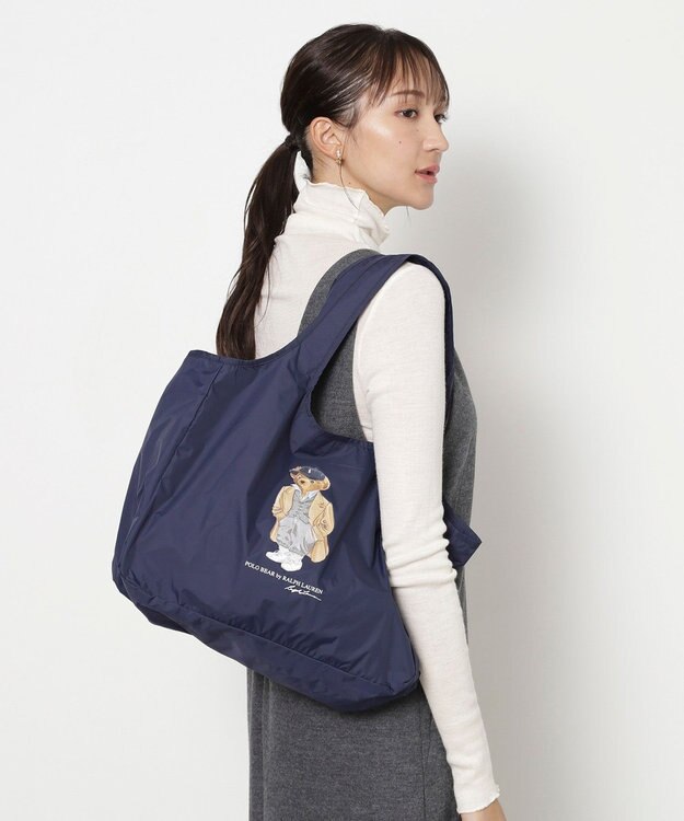 MOONBAT POLO RALPH LAUREN(ポロ ラルフローレン) ポケッタブルレインバッグ SEASON BEAR ポロベア ネイビーブルー