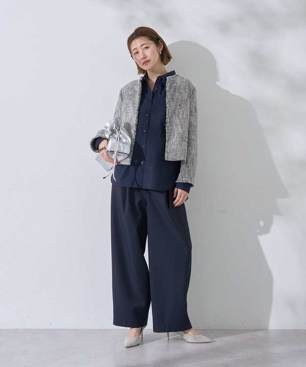 YECCA VECCA ベルト付きカーヴィーパンツ Navy