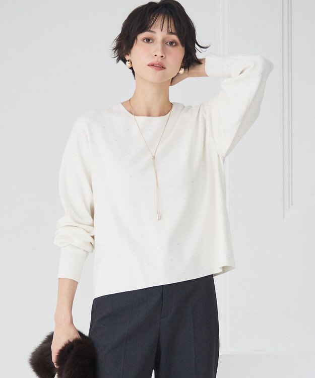 23区 L 【WEB＆一部店舗限定カラーあり/滝沢眞規子さん着用】クリスタルホットフィット ニット ホワイト系