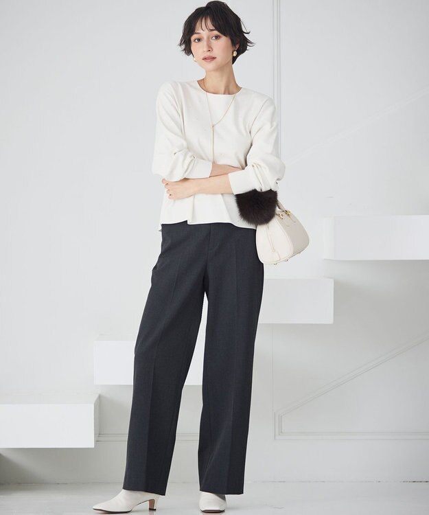 23区 L 【WEB＆一部店舗限定カラーあり/滝沢眞規子さん着用】クリスタルホットフィット ニット ホワイト系