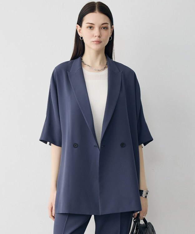 ICB 【先行予約】 FluidBackSatin ハーフスリーブジャケット ダルブルー