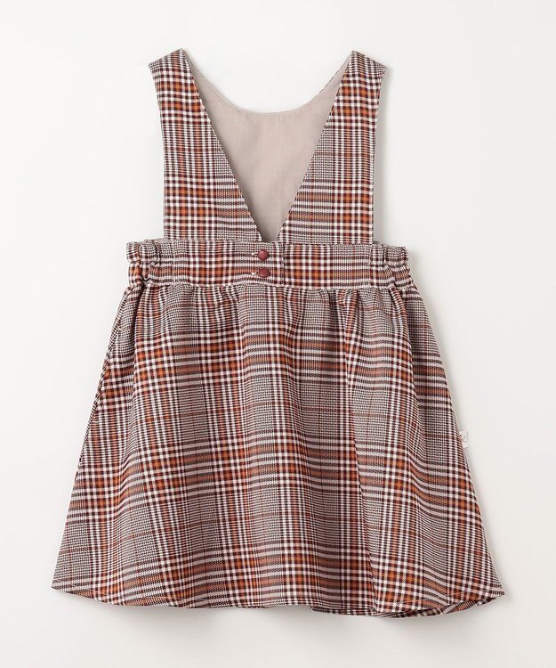 組曲 KIDS 【110-140cm】Chocolat de check ジャンパースカート ワイン×オレンジ系4