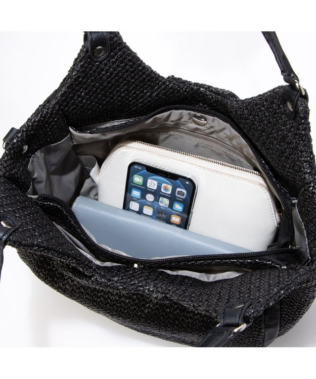 Y'SACCS ストロー風2wayトートバッグ ブラック