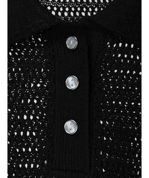 earth music&ecology ラインポロニットプルオーバー Black