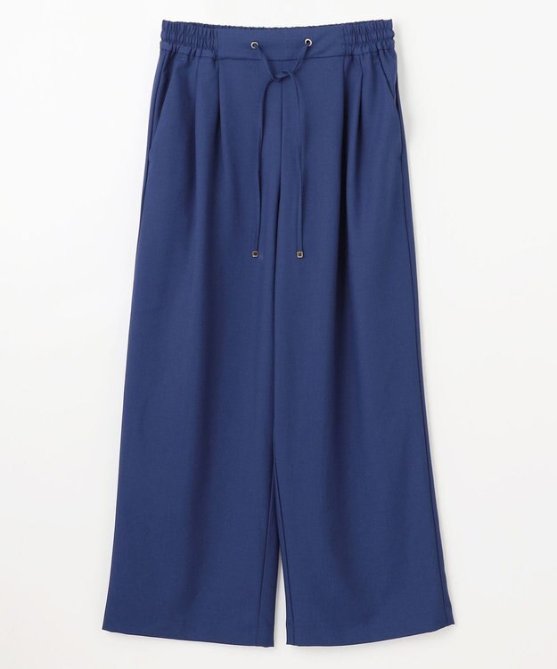 ANY 【ウエストゴム】イージーケアライトストレッチワイドパンツ ダルブルー