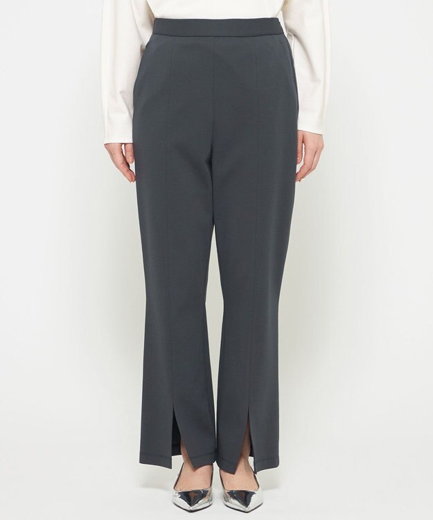 uncrave 【UVカット・接触冷感・洗濯機洗い可】ダブルフェイスジャージー スリットパンツ スレート