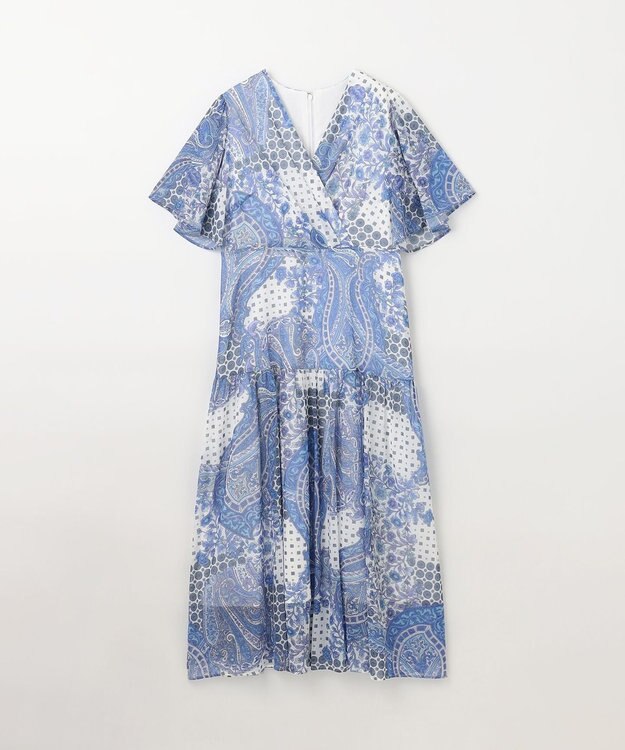 GRACE CONTINENTAL ペイズリーカシュクールワンピース ブルー