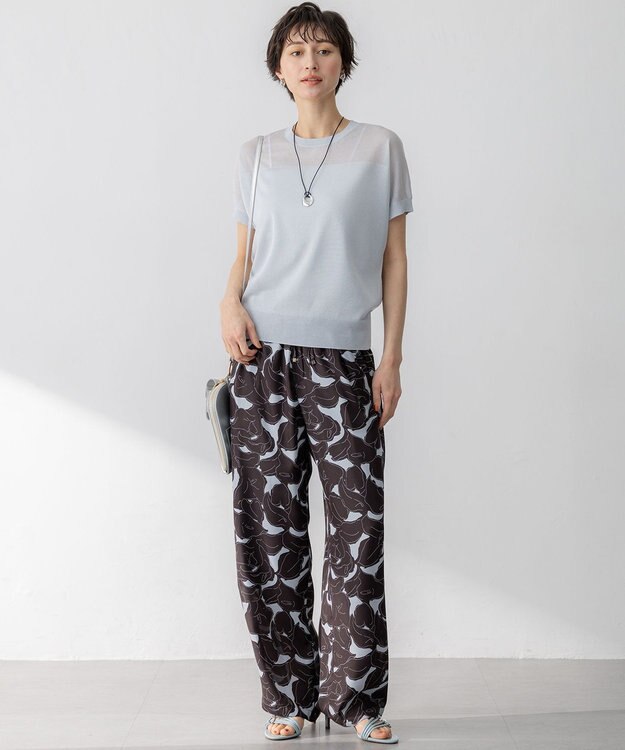 23区 【洗える】シャイニーシアー ドルマン ニット スカイブルー系