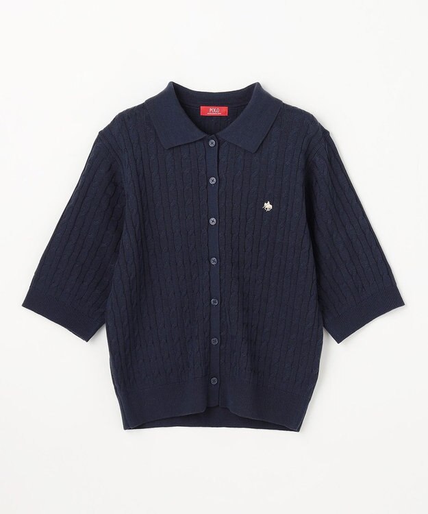ANY 【POLO BCS別注】ケーブルニットポロ ネイビー