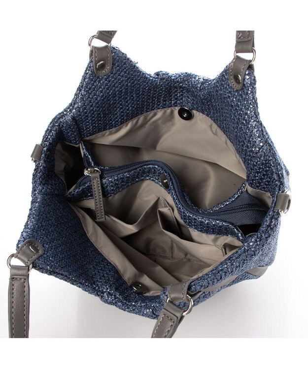 Y'SACCS ストロー風2wayトートバッグ ネイビー