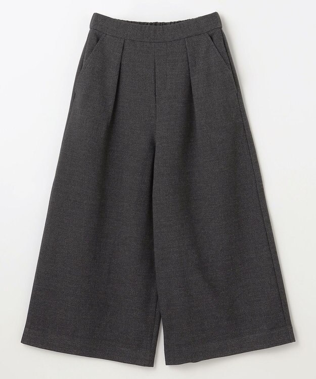 ANY 【洗濯機可/ウエストゴム】ライトツイードワイドパンツ チャコール