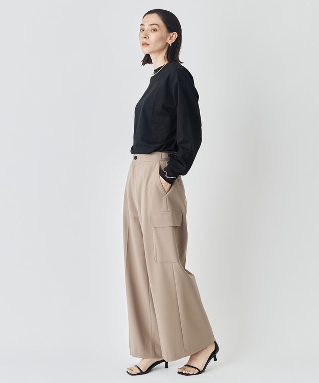 UNFILO ウールライク カーゴワイドパンツ ベージュ