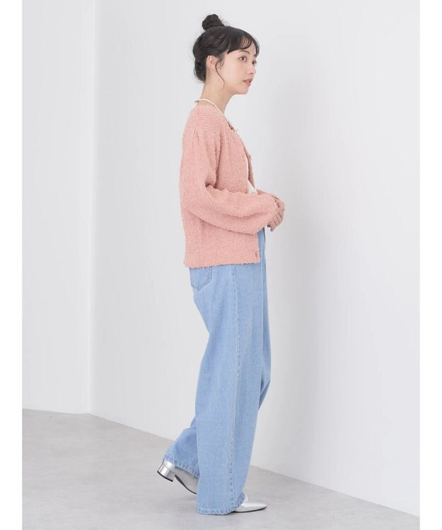 earth music&ecology カールヤーンカーディガン Salmon Pink