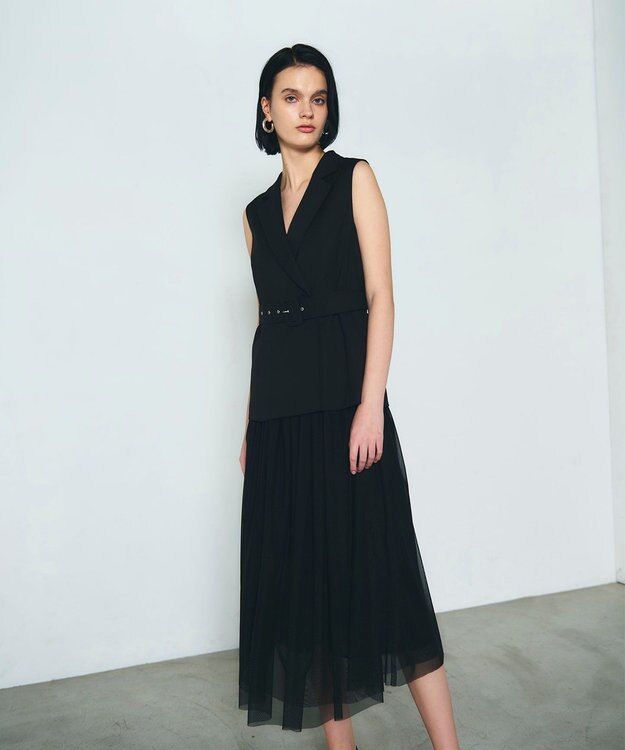 GRACE CONTINENTAL テーラーチュールワンピース ブラック