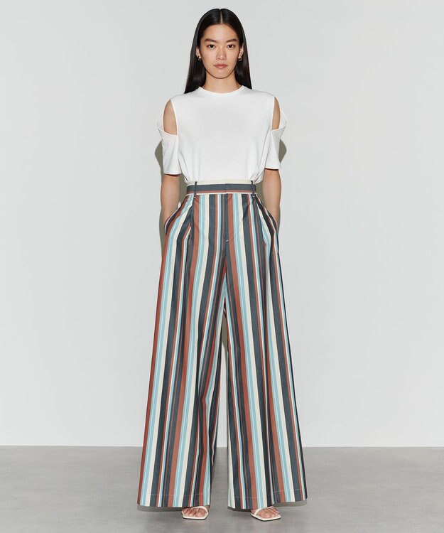 NAVE 【Nave 　洗える】ワイドストライプ　パンツ ネイビー系1