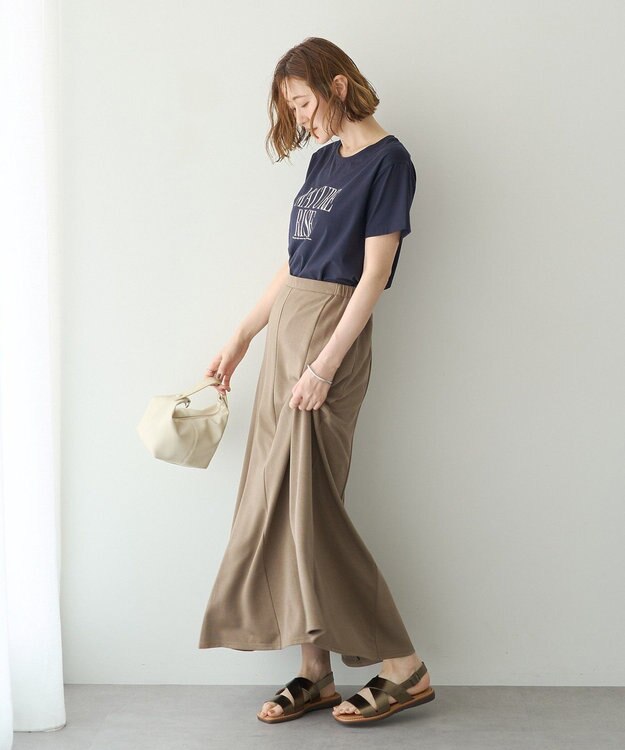 YECCA VECCA 【接触冷感】カットマーメイドスカート Dark Beige