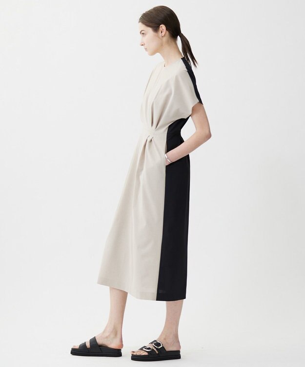 ICB L 【接触冷感・吸水速乾・防シワ・UVケア・洗える】 エステルドライトロ ワンピース トープ×ブラック系