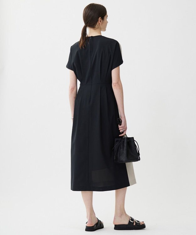 ICB L 【接触冷感・吸水速乾・防シワ・UVケア・洗える】 エステルドライトロ ワンピース トープ×ブラック系