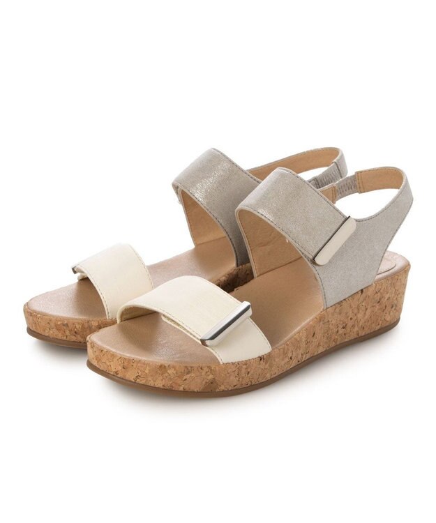 ing <ing>ダブルベルトウエッジサンダル アイボリーコンビ