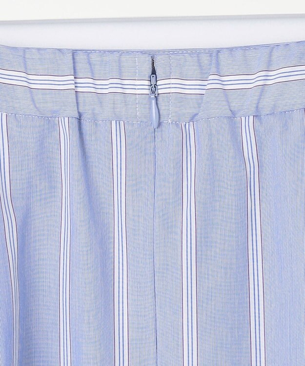 J.PRESS LADIES L 【洗える】 セルロース タイプライター ストライプ フレアー スカート サックスブルー系1