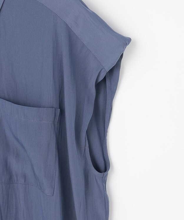 組曲 S ギャザーライトデシン ブラウス ダルブルー系