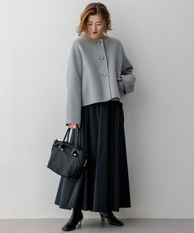 23区 S 【洗える】ストレッチタイプライター フレア スカート ブラック系