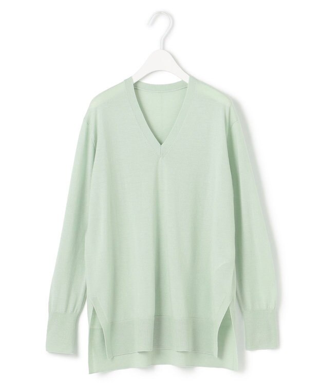 ICB 【洗える】コンパクトウール Vネックプルオーバー ヘイズグリーン系