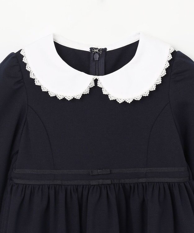 ANY KIDS 襟付き 長袖 ワンピース ネイビー