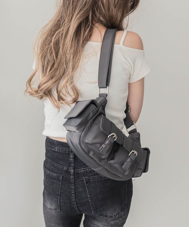 WEGO 金具デザインポケットショルダー グレー